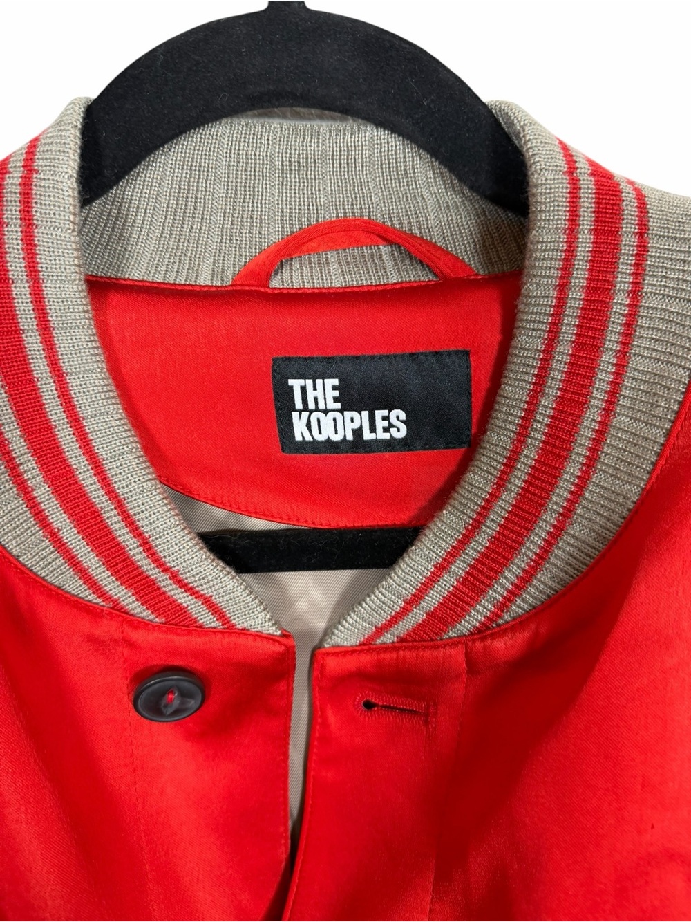 The Kooples Red Varsity Bomber Jacket with T.K. Patch - Picture 6 of 7